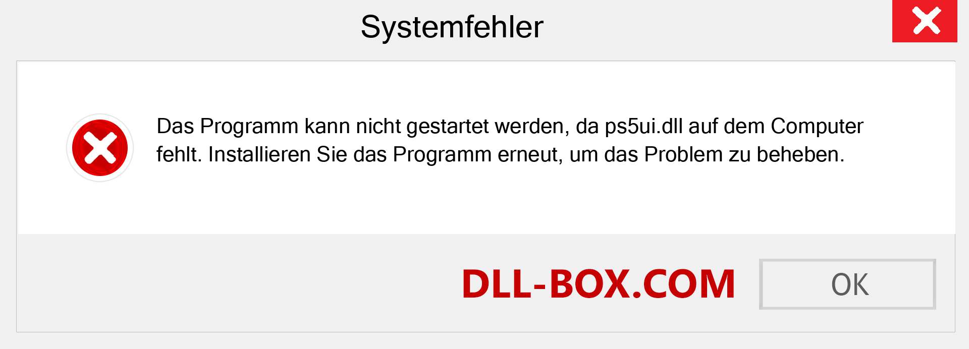 ps5ui.dll-Datei fehlt?. Download für Windows 7, 8, 10 - Fix ps5ui dll Missing Error unter Windows, Fotos, Bildern