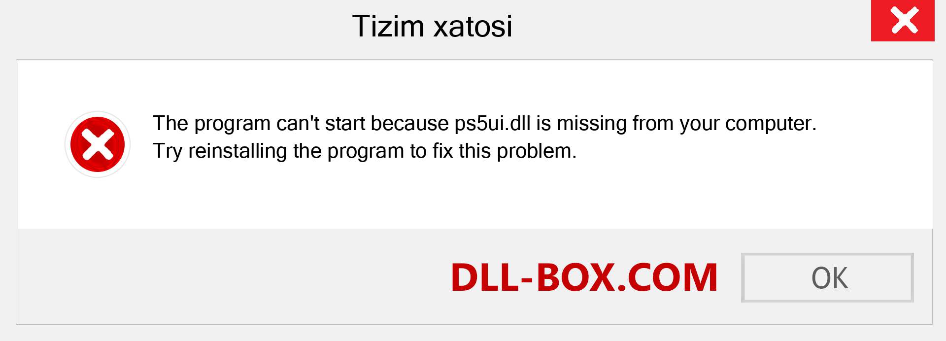 ps5ui.dll fayli yo'qolganmi?. Windows 7, 8, 10 uchun yuklab olish - Windowsda ps5ui dll etishmayotgan xatoni tuzating, rasmlar, rasmlar